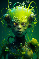 Wall Mural - Electric beautiful swamp princess. Generative AI