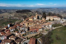 View Of The Picturesque Village Of Montforte D'Alba In The Barolo Wine Region Of The Italian Piedmont