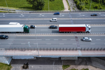 Poster - Drone photo of Bridge of General Stefan Grot Rowecki in Warsaw capital city, Poland