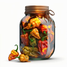 Jar Of Mixed Habanero Chilli Peppers