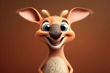 Get Ready To Smile With This Super Fluffy And Cute Kangaroo And Joey Cartoon With Exquisite High Details, Bright Big Eyes, And A Super Happy Smile, Generative Ai