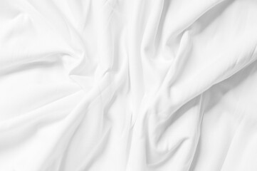Poster - Closeup of rippled white silk fabric,white fabric draped in soft waves