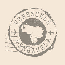 Stamp Postal Of  Venezuela. Map Silhouette Rubber Seal.  Design Retro Travel. Seal Of Map Venezuela Grunge  For Your Design.  EPS10
