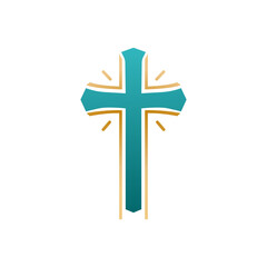 religious blue cross on a white background. christianity logo. . vector illustration
