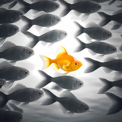 Poster - Goldfish Leadership Concept. Generative AI