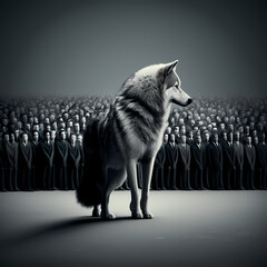 Wall Mural - Wolf Leadership Concept. Generative AI