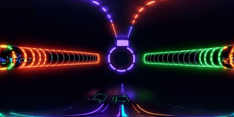 Fototapete - Photo of an illuminated neon tunnel with an abstract design