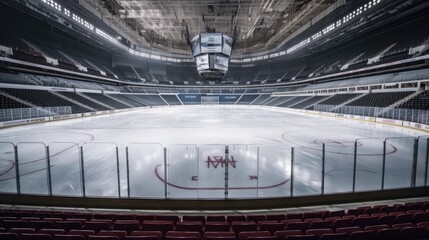 Wall Mural - Hockey ice rink sport arena empty field - stadium, generative ai