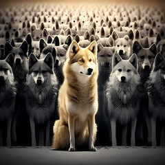 Poster - Wolf Leadership Concept. Generative AI