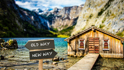 Wall Mural - Street Sign to NEW WAY versus OLD WAY