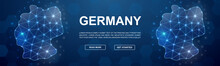 Germany Polygonal Promotion Banner. Horizontal Low Poly Poster Illustration. Germany Map Template Illustration Concept.