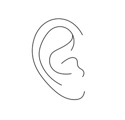 vector isolated one single human ear colorless black and white contour line easy drawing