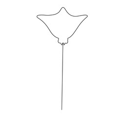 vector isolated one single swimming floating stingray ray manta with long straight tail top view bot