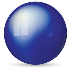 Wall Mural - glass blue ball or precious pearl. glossy realistic ball, 3d abstract vector illustration highlighte