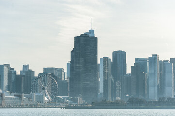 Sticker - Chicago Business District, Downtown, Skyscraper. Michigan Lake