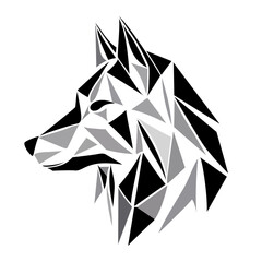 Sticker - Wolf logo design. Abstract black polygon wolf head. Calm wolf face. Vector illustration