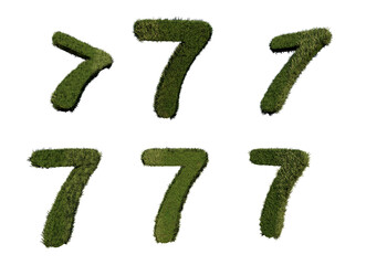 Poster - 3d rendering number 6 from grass in different positions