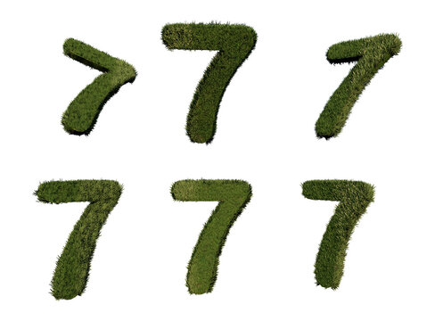 3d rendering number 6 from grass in different positions