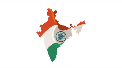 Wall Mural - india flag in map animation