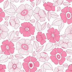 Wall Mural - Retro floral seamless pattern
