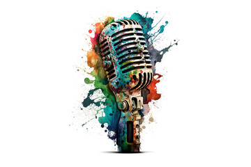 Poster - karaoke isolated on white. clipart. Generated by AI