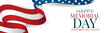 Memorial Day banner, website or newsletter header. Background with American national flag ribbon. United States of America holiday celebration concept. Vector illustration.