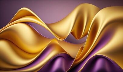 Wall Mural - an abstract gold and purple background with a wavy design on it's side and a black background with a gold and purple stripe at the bottom. generative ai