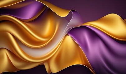 Wall Mural - a purple and gold background with a wavy design on it's side and a gold stripe on the bottom of the image and bottom half of the image. generative ai
