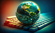 © Nilima - A unique globe manipulation background with keyboards representing global connectivity