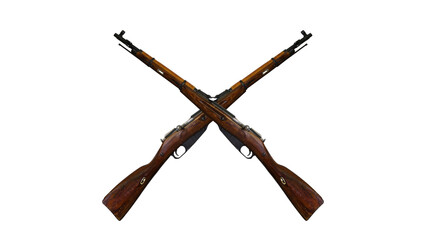 Wall Mural - crossed military rifles on transparent background