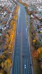 Sticker - Aerial view of a suburban neighborhood during a beautiful sunrise in Long Island, NY