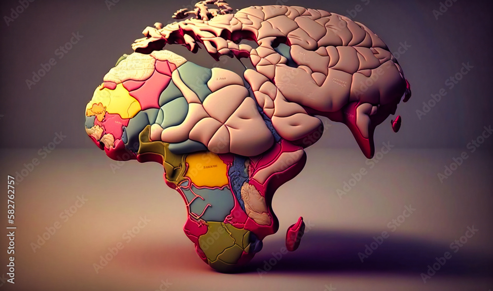 A brain made up of a world map, emphasizing the global nature of ...