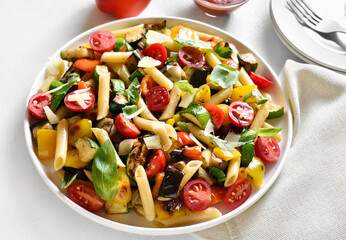 Wall Mural - Penne pasta with roasted vegetables