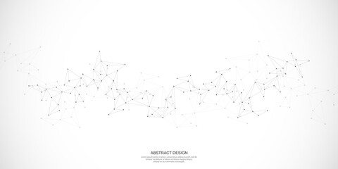 Vector illustration of minimalistic design with connecting the dots and lines. Abstract geometric background of science and technology concept