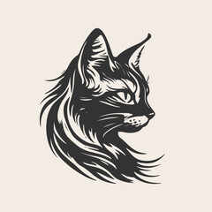 illustration of a black cat tattoo style vector illustration. black and white cat illustration. cute cat.