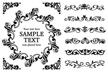 Sticker - Plant decoration circle frame material set , vector illustration