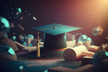 Graduation background with graduation hat