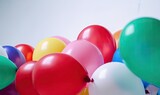 Fototapeta Na sufit - Colorful Birthday Balloons in yellow, blue, red, orange, purple, pink. Contemporary Wallpaper