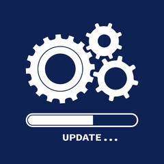 Poster - update process icon. upgrade or reload system progress. software change, setup program symbol. techn