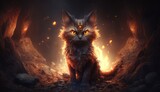 Fototapeta Dziecięca - Demonic cat, evil cat in hell. Created with Generative AI.	
