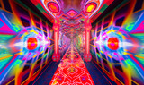 Fototapeta Paryż - A triply and colorful tunnel with constantly changing patterns and shapes