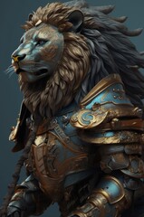 Lion Ancient Samurai Warrior Soldier Pose Generative AI