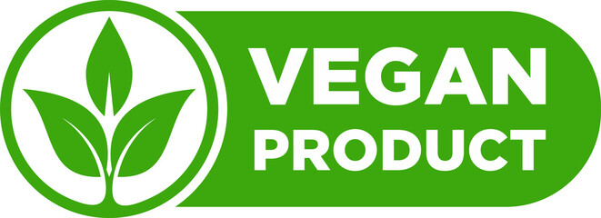 Wall Mural - Vegan product label, vegan products labeling stamp with non-meat composition - isolated vector emblem