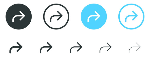 Fototapete - share arrow icon. redo arrow turn right icon , reply send forward icons button - curved arrows direction icon set