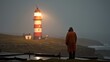 © Nataliya - A lighthouse keeper braving the elements to keep the light shining bright Generative AI