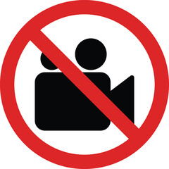 Poster - movie camera icon vector. no video icon . red prohibition sign. stop symbol