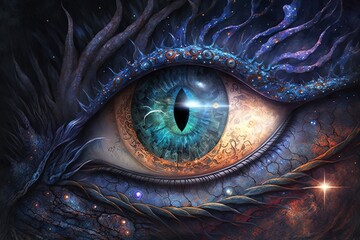 Poster - Celestial Luminescence–The Riveting RadianceoftheDragonEye Generative AI
