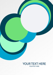 Poster - Colorful overlapping circles, modern abstract composition with shadows and text. Geometric background.