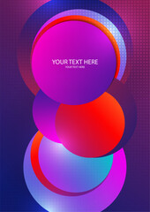 Poster - Colorful overlapping circles, modern abstract composition with shadows and text. Geometric background.