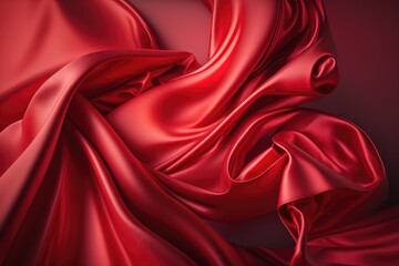 Red silk satin background. Abstract background luxury cloth or liquid wave or wavy folds.